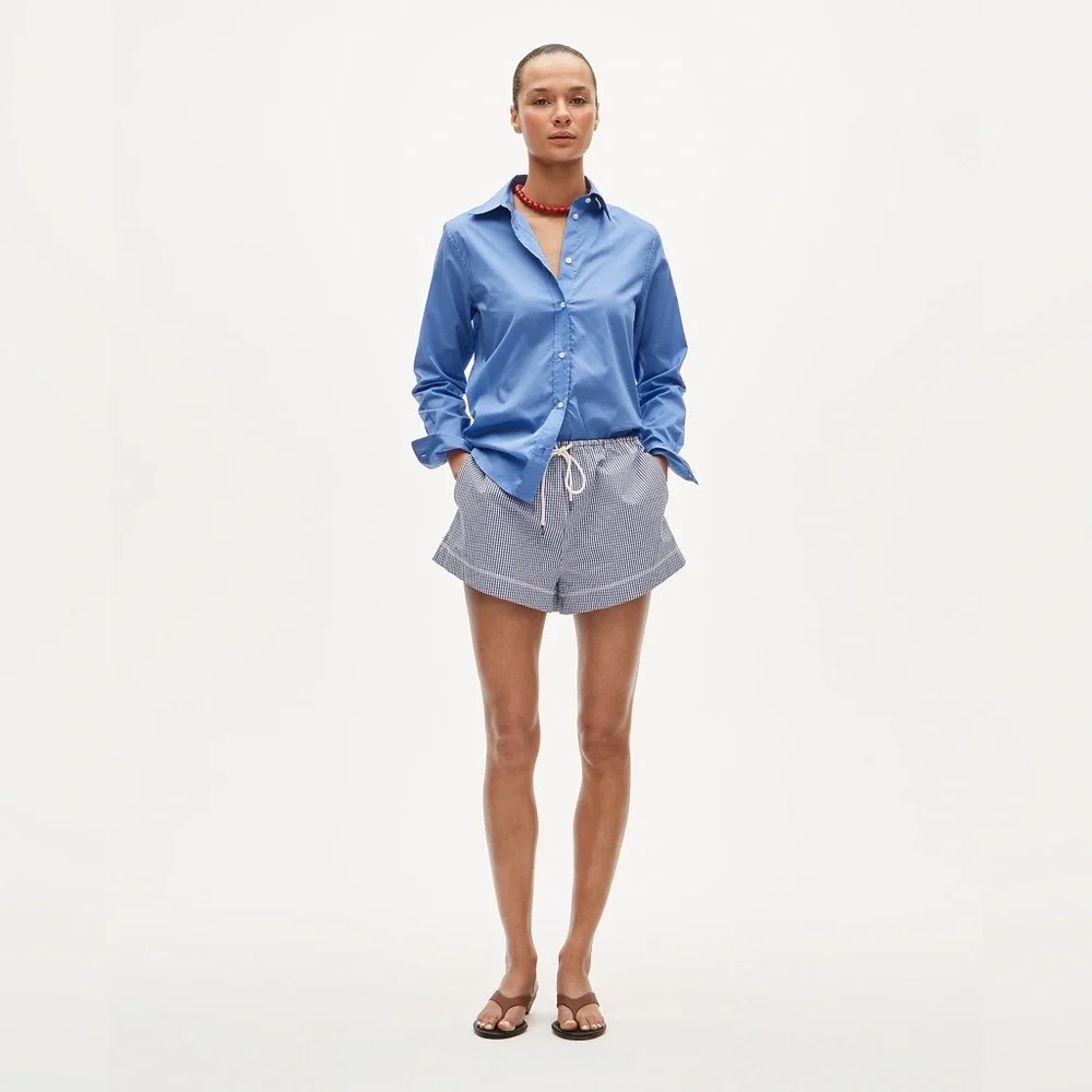 NWT J.Crew Cruise Drawstring Short in Gingham Cotton Poplin